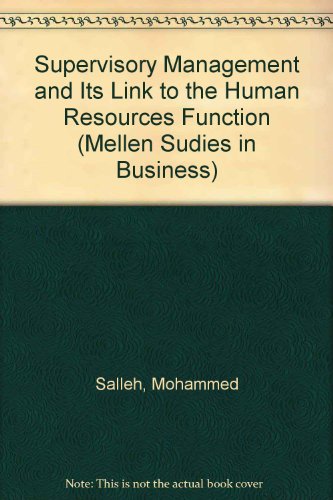 Imagen de archivo de Supervisory Management and Its Link to the Human Resources Function a la venta por Better World Books Ltd