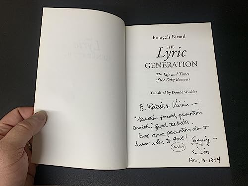 Imagen de archivo de The lyric generation: The life and times of the baby boomers a la venta por Reuseabook