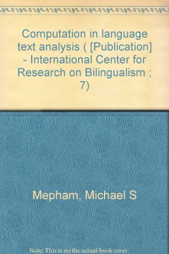 Beispielbild fr Computation in Language Text Analysis zum Verkauf von Zubal-Books, Since 1961