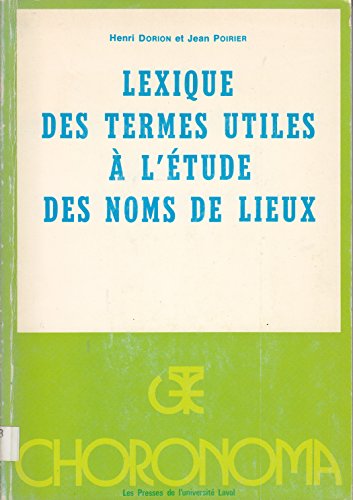 9780774667418: Lexique des Termes Utiles  L'tude des Noms de Li