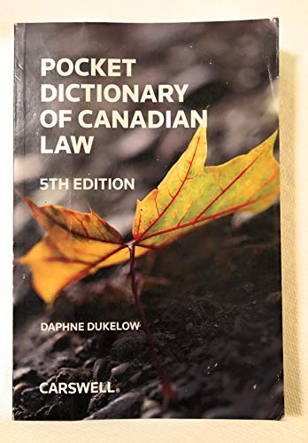 Stock image for Pocket Dictionary of Canadian Law for sale by Better World Books: West