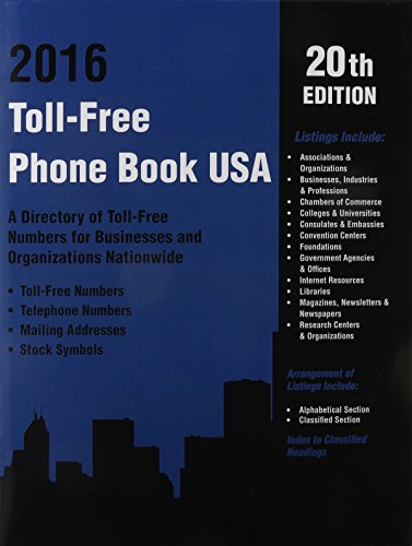 Imagen de archivo de Toll-Free Phone Book USA 2016, 20th Ed a la venta por Better World Books