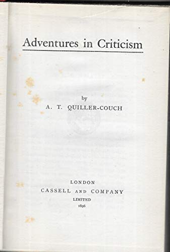 Imagen de archivo de Adventures In Criticism (BCL1-PR English Literature) a la venta por Bookmonger.Ltd