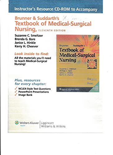 Imagen de archivo de Instructor's Resource CD- ROM to accompany Brunner & Suddarth's Textbook of Medical-Surgical Nursing a la venta por SecondSale