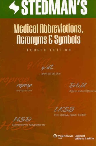 Imagen de archivo de Stedman's Medical Abbreviations, Acronyms and Symbols a la venta por Better World Books