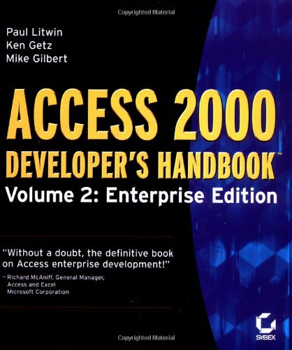 Imagen de archivo de Access 2000 Developer's Handbook, Volume 2: Enterprise Edition a la venta por BookHolders