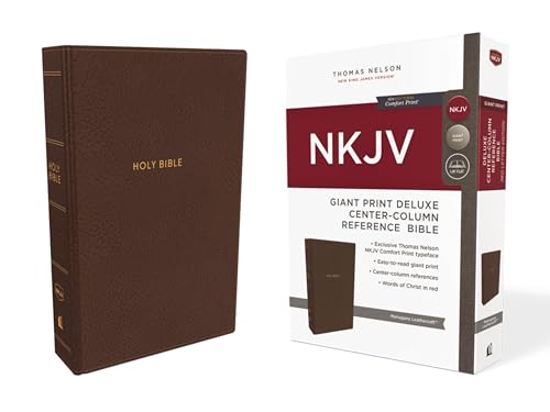 9780785217787: NKJV, Deluxe Reference Bible, Center-Column Giant Print, Leathersoft, Brown, Red Letter, Comfort Print: Holy Bible, New King James Version