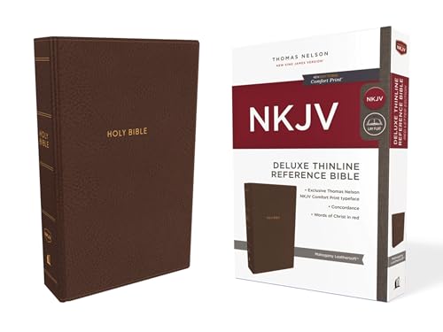 9780785217893: NKJV, Deluxe Thinline Reference Bible, Leathersoft, Brown, Red Letter, Comfort Print: Holy Bible, New King James Version