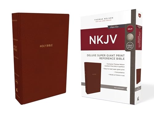 Stock image for NKJV, Deluxe Reference Bible, Super Giant Print, Leathersoft, Red, Red Letter Edition, Comfort Print: Holy Bible, New King James Version for sale by Goodwill of Colorado