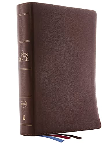 Beispielbild fr The NKJV, Open Bible, Genuine Leather, Brown, Red Letter Edition, Comfort Print: Complete Reference System zum Verkauf von ThriftBooks-Atlanta