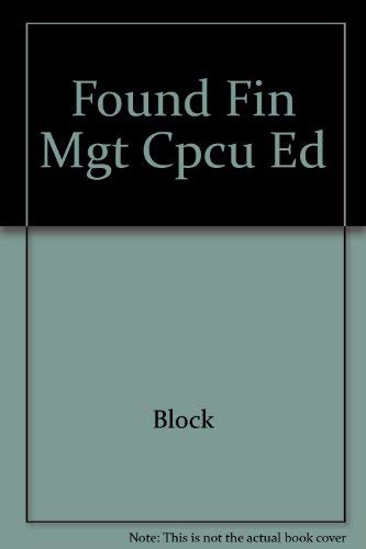Stock image for Found Fin Mgt Cpcu Ed for sale by HPB-Red