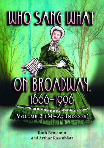Beispielbild fr Who Sang What on Broadway, 1866-1996 2 Volume Set zum Verkauf von ThriftBooks-Dallas