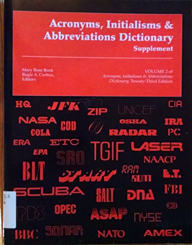 Imagen de archivo de Acronyms, Initialisms & Abbreviations Dictionary, Supplement, Vol. 2 a la venta por Wonder Book