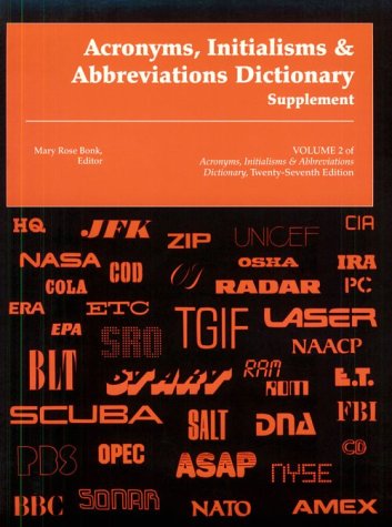 Imagen de archivo de Acronyms, Initialisms & Abbreviations Dictionary Supplement a la venta por Better World Books: West