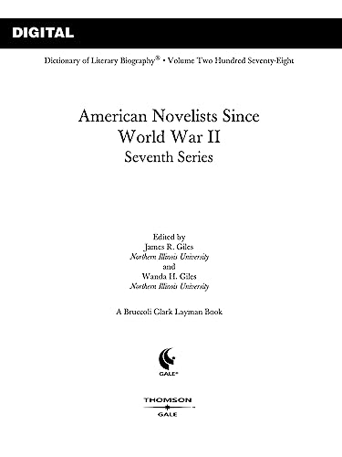 Beispielbild fr Dictionary Of Literary Biography Volume 278: American Novelists Since World War II Seventh Series zum Verkauf von Willis Monie-Books, ABAA