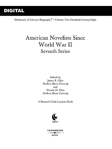 Stock image for Dictionary Of Literary Biography Volume 278: American Novelists Since World War II Seventh Series for sale by Willis Monie-Books, ABAA
