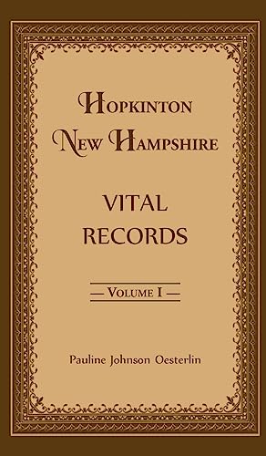 9780788409530: Hopkinton, New Hampshire, Vital Records, Volume 1