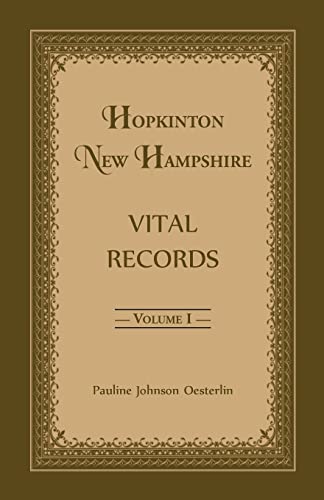 9780788454332: Hopkinton, New Hampshire, Vital Records, Volume 1