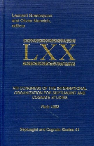 Beispielbild fr VIII Congress of the International Organization For Septuagint and Cognate Studies, Paris 1992 [SBL, Septuagint and Cognate Studies Series, No. 41] zum Verkauf von Windows Booksellers