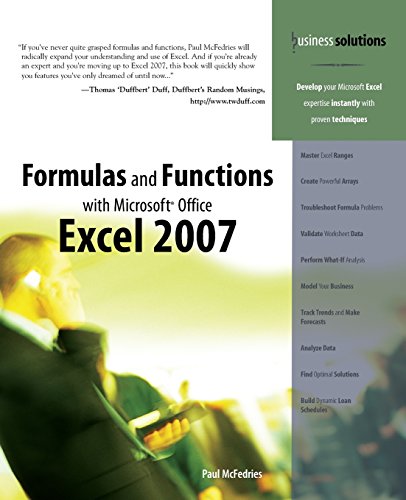 Image d'archives pour Formulas and Functions with Microsoft Office Excel 2007 (Business Solutions) mis en vente par Bahamut Media