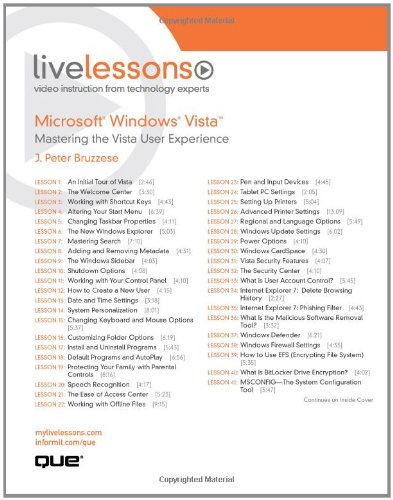 9780789737786: Microsoft Windows Vista LiveLessons (Video Training): Mastering the Vista User Experience (livelessons (Prentice Hall))