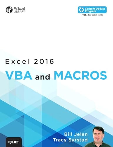 Stock image for Excel 2016 VBA and Macros (includes Content Update Program) (MrExcel Library) for sale by Your Online Bookstore