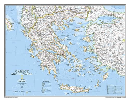 

National Geographic Greece Wall Map - Classic - Laminated (30.25 x 23.5 in) (National Geographic Reference Map)