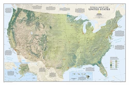 National Geographic United States Physical Wall Map (38.25 x 25.25 in) (National Geographic Reference Map) (9780792249580) by National Geographic Maps