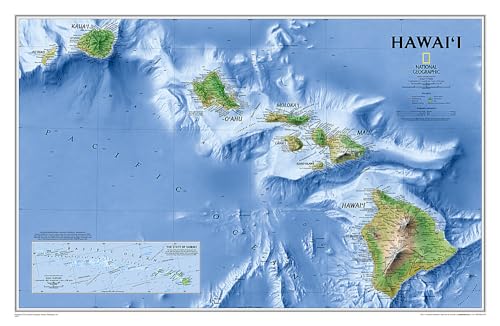National Geographic Hawaii Wall Map - Laminated (34.75 x 22.75 in) (National Geographic Reference Map) (9780792250036) by National Geographic Maps