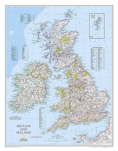 National Geographic: Britain and Ireland Classic Wall Map - Laminated (23.5 x 30.25 inches) (Nationa - National Geographic Maps - Reference