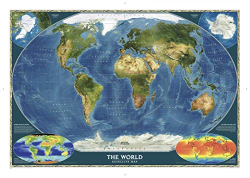 Stock image for National Geographic: World Satellite Wall Map (43.5 x 30.5 inches) (National Geographic Reference Map) for sale by Ergodebooks