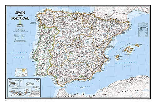 9780792283324: Spain & Portugal Classic Flat: Wall Maps Countries & Regions (National Geographic Reference Map)