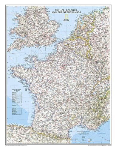 National Geographic France, Belgium, and The Netherlands Wall Map - Classic - Laminated (23.5 x 30.25 in) (National Geographic Reference Map) (9780792292616) by National Geographic Maps