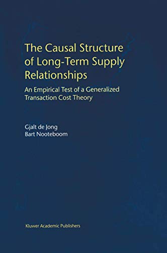 Imagen de archivo de The Casual Structure Of Long-term Supply Relationships: An Emperical Test Of A Generalized Transaction Cost Theory a la venta por Romtrade Corp.