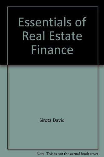 Stock image for Essentials of Real Estate Finance for sale by HPB-Ruby