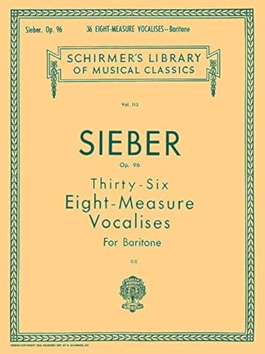 Beispielbild fr 36 Eight-Measure Vocalises for Baritone, Op. 96 zum Verkauf von Wonder Book