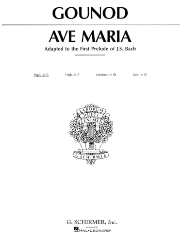 Beispielbild fr AVE MARIA ADAPTED TO THE FIRST PRELUDE OF J.S. Format: Softcover zum Verkauf von INDOO