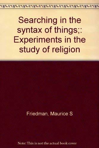 Stock image for Searching in the syntax of things;: Experiments in the study of religion for sale by Ergodebooks