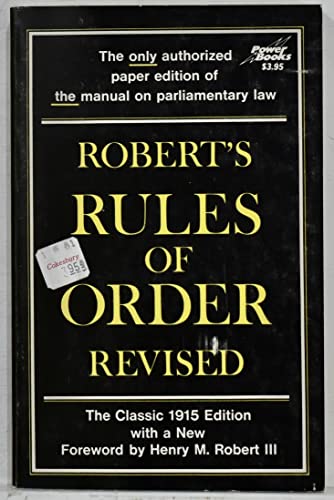 Beispielbild fr Robert's Rules of Order zum Verkauf von Wonder Book