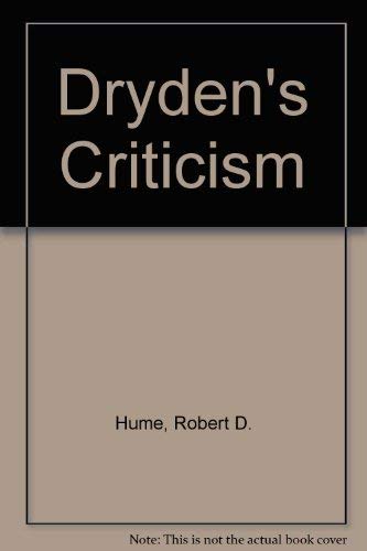 Imagen de archivo de Dryden's Criticism a la venta por Dunaway Books