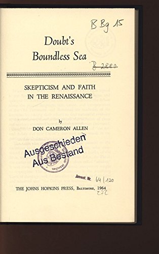 Beispielbild fr Doubt's Boundless Sea : Skepticism and Faith in the Renaissance zum Verkauf von Better World Books