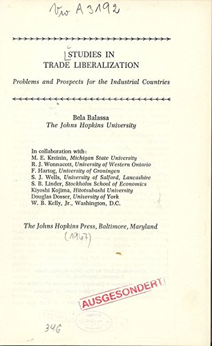 Imagen de archivo de Studies in Trade Liberalization: Problems and Prospects for the Industrial Countries a la venta por Zubal-Books, Since 1961