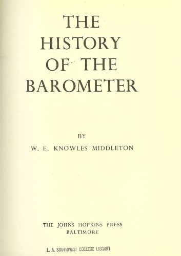 Beispielbild fr The History of the Barometer zum Verkauf von ThriftBooks-Atlanta
