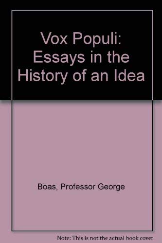 9780801810091: Vox Populi: Essays in the History of an Idea (Seminar in the History of Ideas)