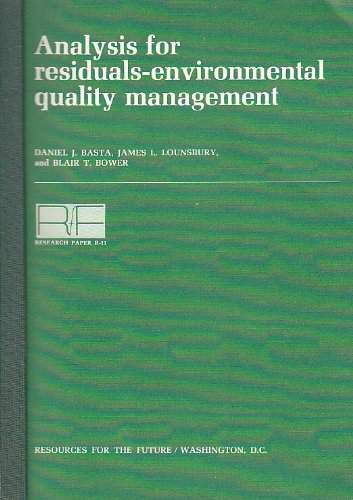 Stock image for Analysis for Residuals: Environmental Quality Management for sale by ThriftBooks-Dallas