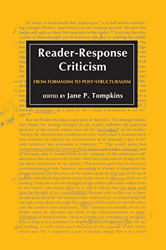 Beispielbild fr Reader-Response Criticism: From Formalism to Post-Structuralism zum Verkauf von Gulf Coast Books