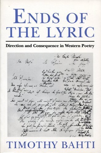 Stock image for Ends of the Lyric: Direction and Consequence in Western Poetry for sale by GoldenDragon