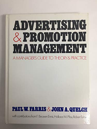 Imagen de archivo de Advertising & promotion management: A manager's guide to theory & practice a la venta por RPL Library Store