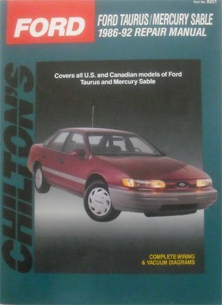 Stock image for Chilton's Ford Taurus/Mercury Sable, 1986-92 Repair Manual (Chilton's Total Car Care) for sale by Wonder Book