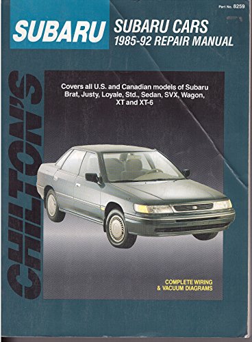 Stock image for Chilton's Subaru: Subaru Cars 1985-92 Repair Manual;Total Car Care, Part No 8259 for sale by Discover Books